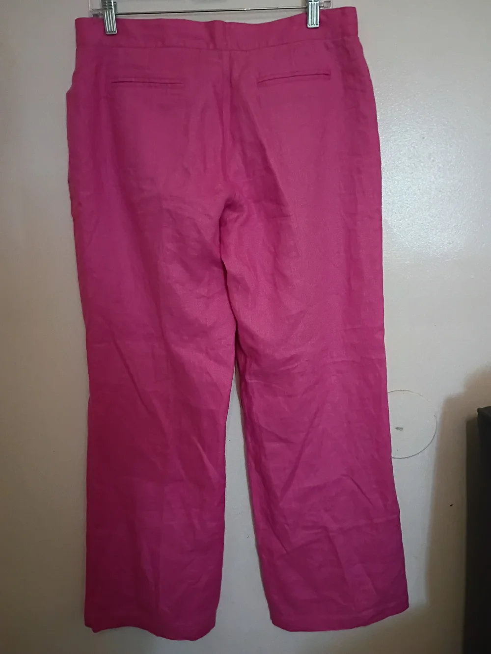 Laura Leigh‎ Women's Wide-Leg 100% Lined Linen Bright Pink Pants Sz 10
